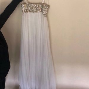 White strapless la femme prom dress